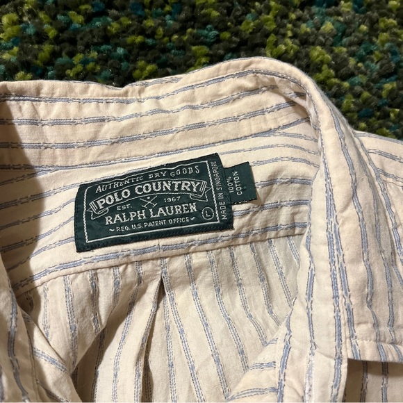 Ralph Lauren Polo Country Cream Striped Button-Down Shirt - Picture 2 of 5